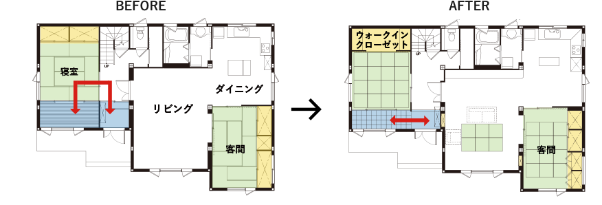 リフォーム前後の間取りの変化