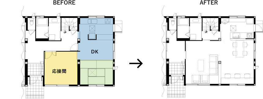リフォーム前後の間取りの変化