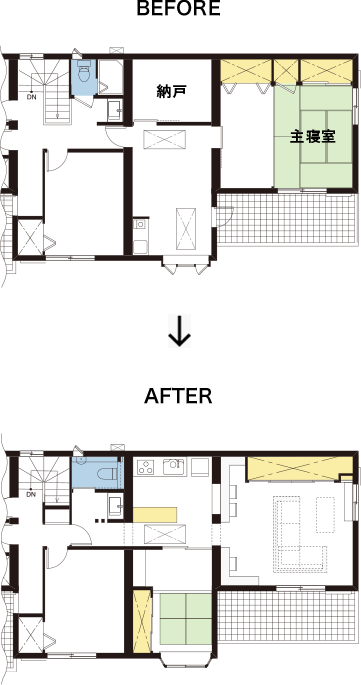 リフォーム前後の間取りの変化
