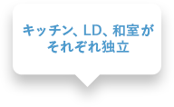 キッチン、LD、和室がそれぞれ独立