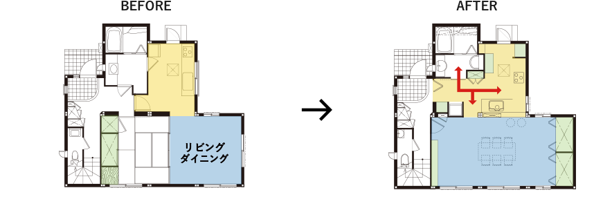 リフォーム前後の間取りの変化