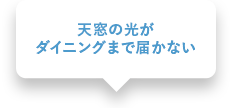 天窓の光がダイニングまで届かない