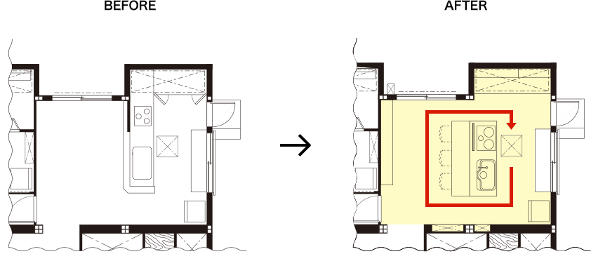 リフォーム前後の間取りの変化