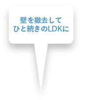 壁を撤去してひと続きのLDKに