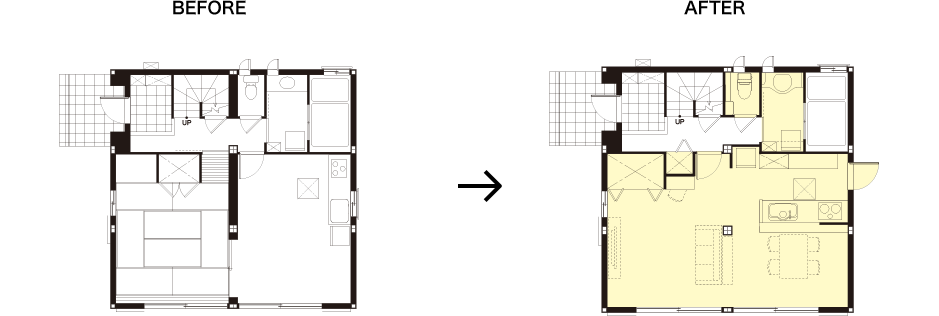 リフォーム前後の間取りの変化