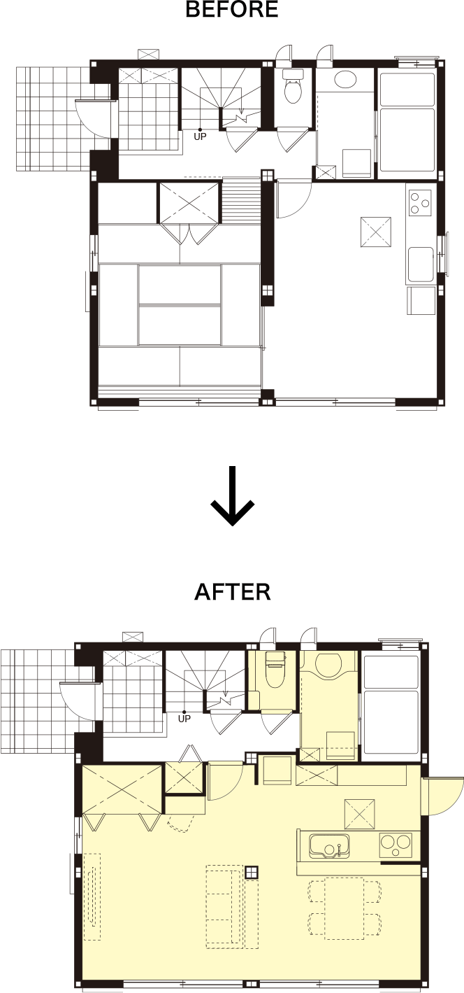 リフォーム前後の間取りの変化