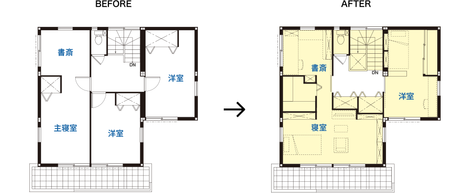 リフォーム前後の間取りの変化