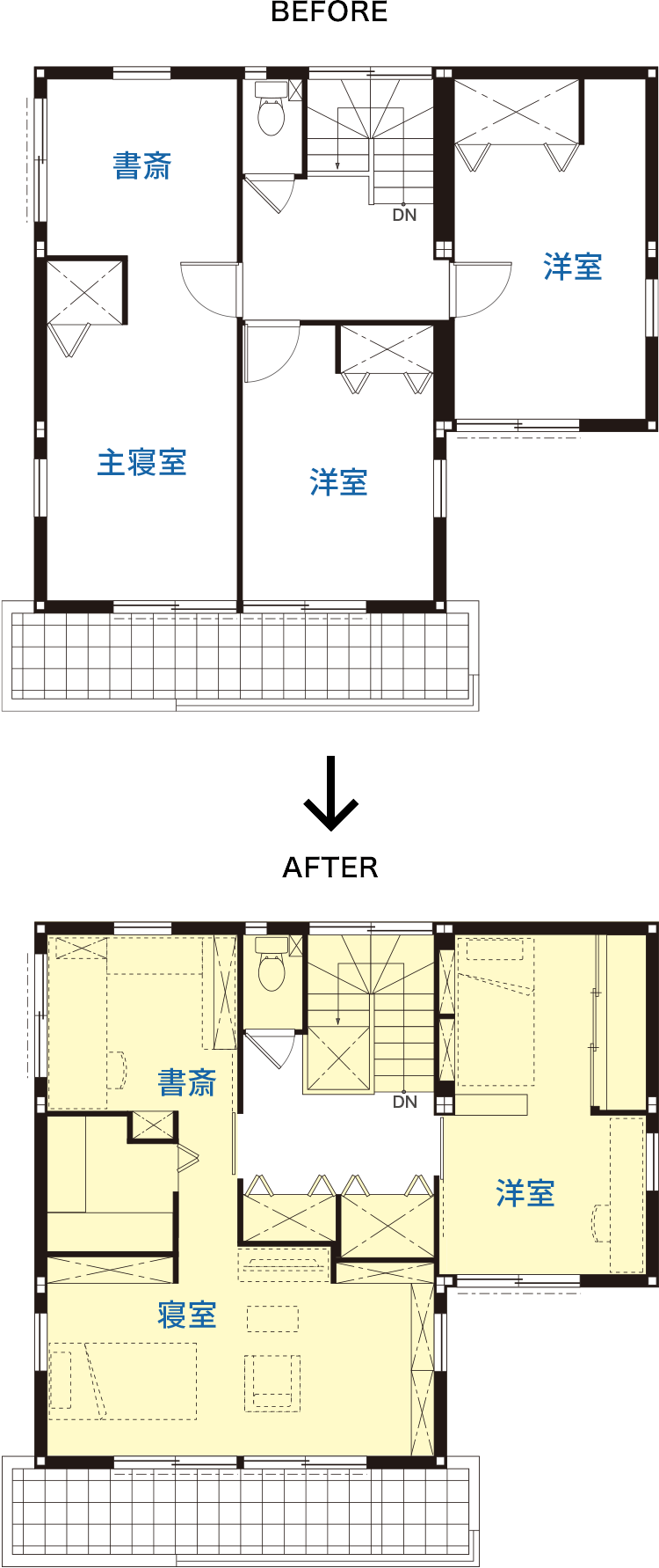 リフォーム前後の間取りの変化