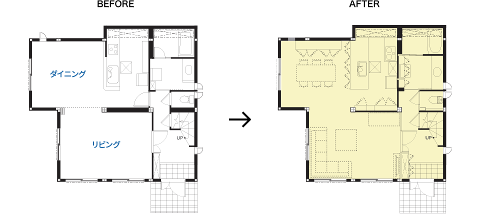 リフォーム前後の間取りの変化
