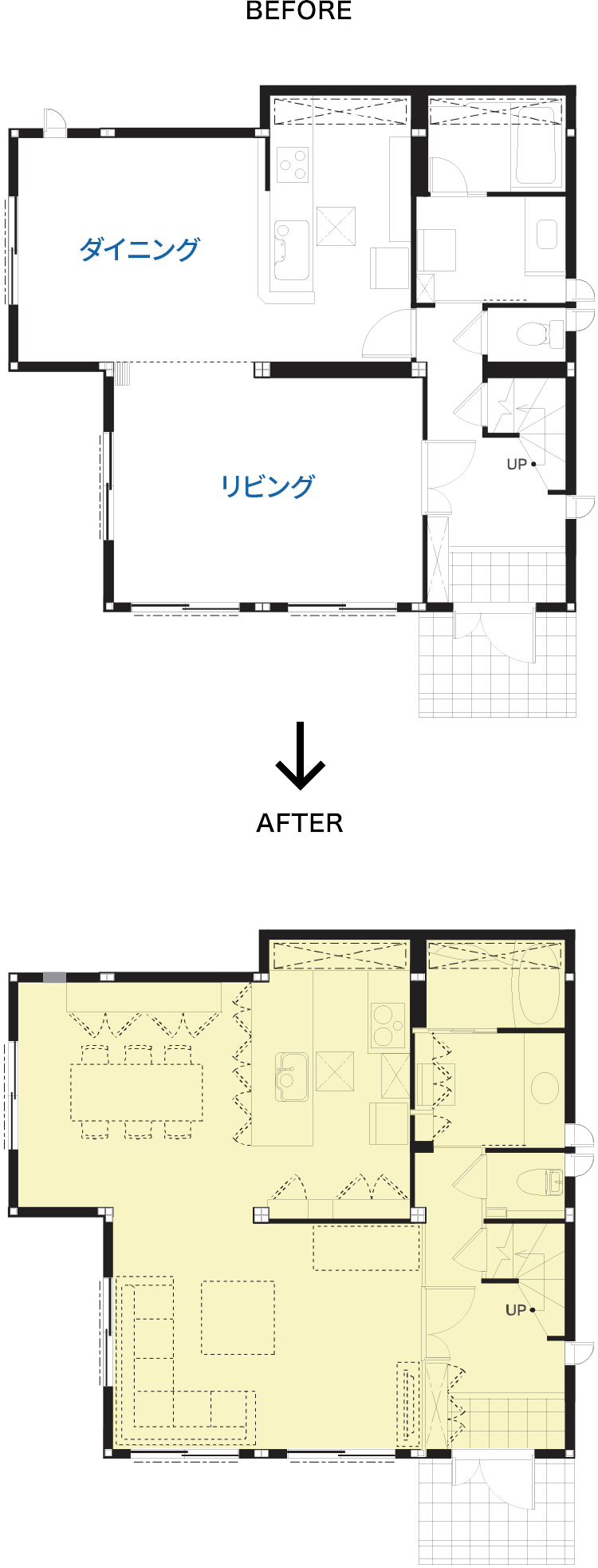 リフォーム前後の間取りの変化