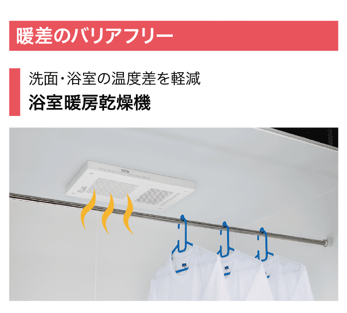 洗面・浴室の温度差を軽減『浴室暖房乾燥機』